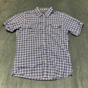 Chereskin Shirt Mens Large Blue White Plaid Streetwear Chest Pockets Button Up